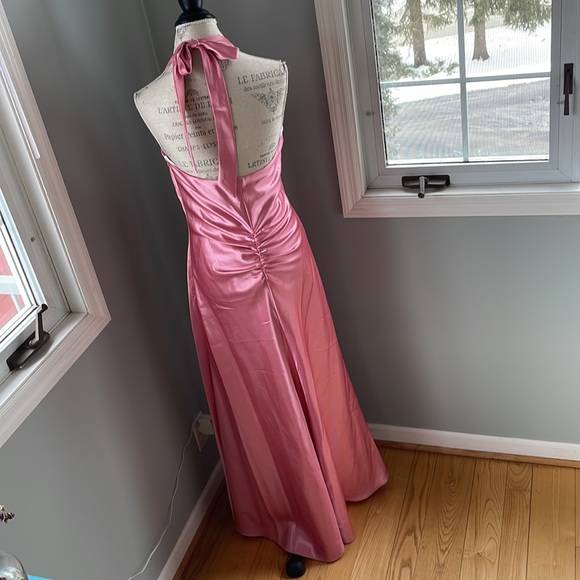Vintage Gunne Sax pink sateen halter maxi … - Picture 12 of 12